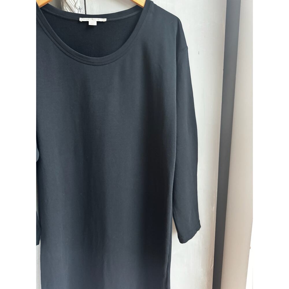 Boston Proper Knee length Dress Sz L Black Knit Travel Collection long sleeve - Picture 5 of 11